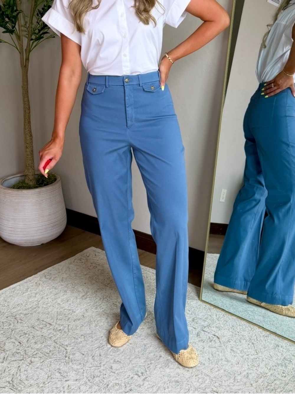 SPANX Women's Boot Cut Pants in Dusty Blue